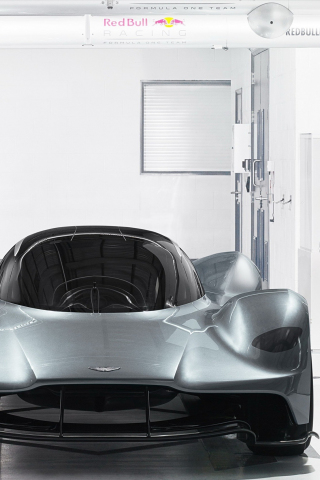 Aston martin valkyrie, at showroom, front, 240x320 wallpaper