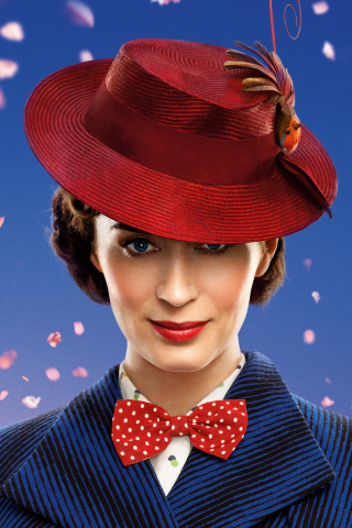 Emily Blunt, Mary Poppins Returns, smile, movie, 240x320 wallpaper