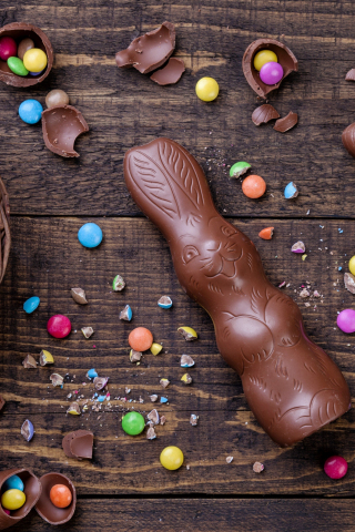 Chocolate, bunny, easter, eggs, 240x320 wallpaper