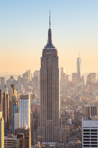 New york, city, buildings, at sunny day, sunlight, 240x320 wallpaper