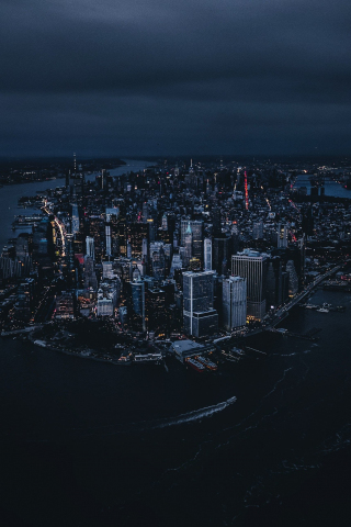 New york, city, aerial view, night, buildings, 240x320 wallpaper