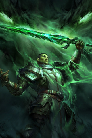 Diablo Immortal, online game, 2023 villain character, green clouds, 240x320 wallpaper