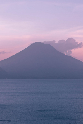 Lake Atitlán, Volcán San Pedro, volcano, mountains, sunset, nature, 240x320 wallpaper