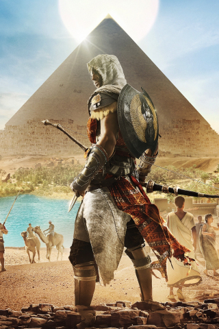 Assassin's creed: origins, Egypt, pyramids, video game, 240x320 wallpaper
