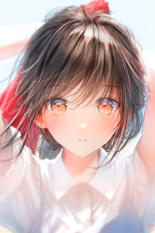Curious and cute eyes, girl anime, original, 240x320 wallpaper