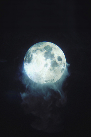Moon, glow, smoke, dark, 240x320 wallpaper