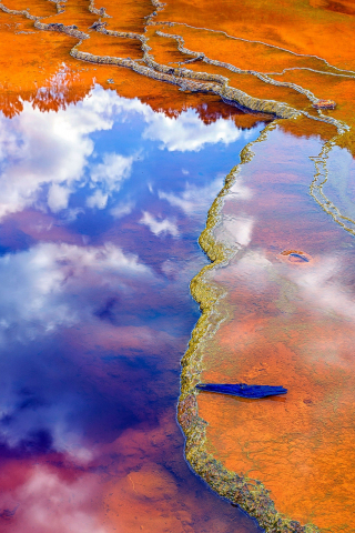 Water surface, aerial view, reflections, 240x320 wallpaper