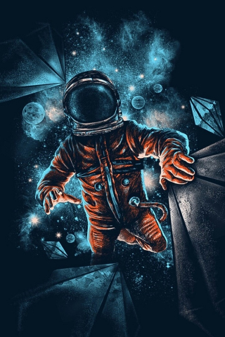 Space, astronaut, galaxy, dark, artwork, 240x320 wallpaper
