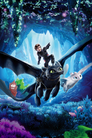 How to Train Your Dragon: The Hidden World, hiccup, toothless, dragon ride, 240x320 wallpaper