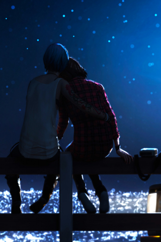 Outdoor, night, couple, video game, Life is strange, 240x320 wallpaper
