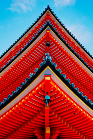 Asian architecture, building, red, 240x320 wallpaper