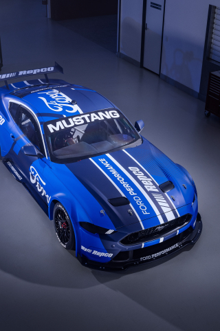 2021 Blue Ford Mustang GT supercar, 240x320 wallpaper