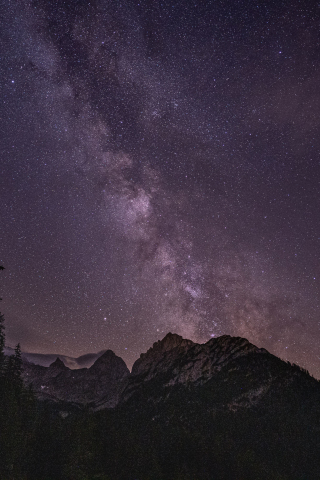 Nature, milky way, silhouette, mountains, 240x320 wallpaper