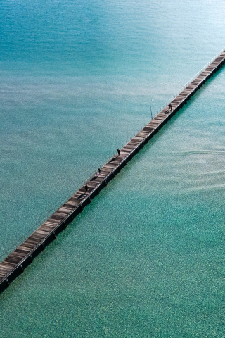 Wooden bridge, pier, aerial view, 240x320 wallpaper