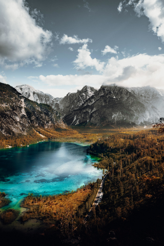 Mountains, adorable lake, forest, nature, 240x320 wallpaper