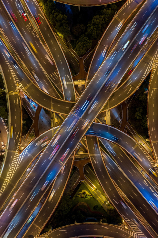 Aerial view, highway, overlapping, 240x320 wallpaper