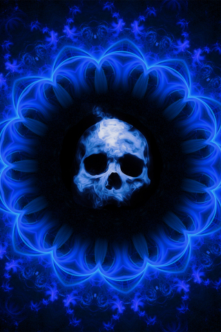Skull, dark, blue gothic, fantasy, abstract, 240x320 wallpaper