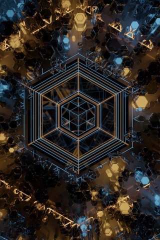 Fractal art, geometry, hexagons, shapes, 240x320 wallpaper