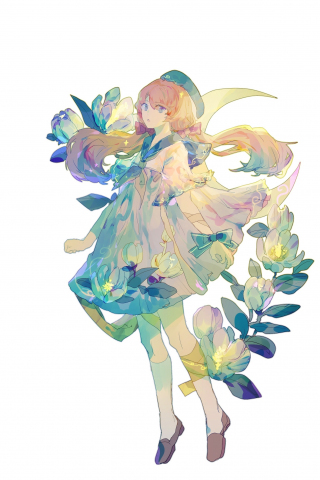Minimal, artwork, original, cute, anime girl, 240x320 wallpaper