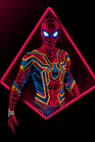 Spider-man, neon art, 2023, 240x320 wallpaper