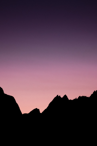 Purple sky, sunset, mountains, silhouette, 240x320 wallpaper
