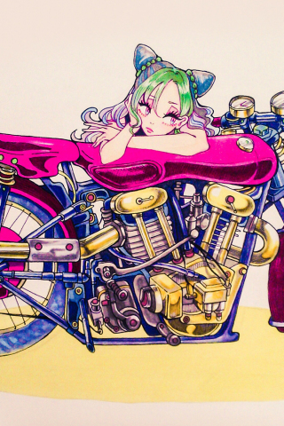 Bike, anime girl, Jolyne Cujoh, JoJo's Bizarre, 240x320 wallpaper