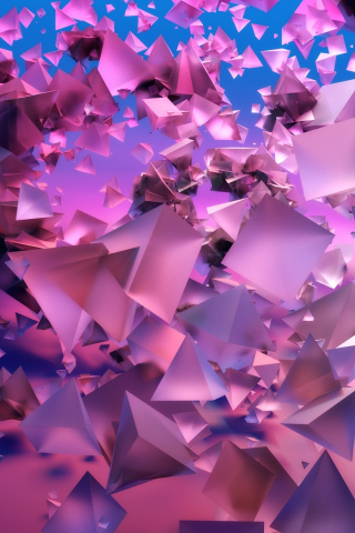 Abstract, cubes, pink, flying triangles and pyramids, 240x320 wallpaper