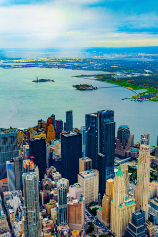 City, aerial view, buildings, New York, 240x320 wallpaper