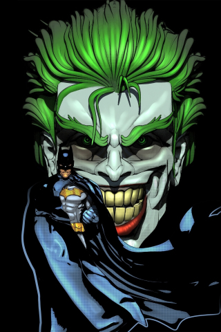 Joker and batman, DC comic, artwork, 240x320 wallpaper