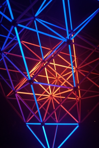 Neon shapes, structure, glow, triangle, 240x320 wallpaper