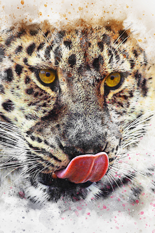Leopard, muzzle, art, predator, 240x320 wallpaper