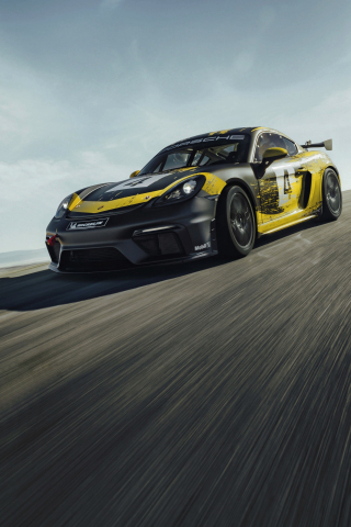 On track, Porsche Cayman GT4, 240x320 wallpaper