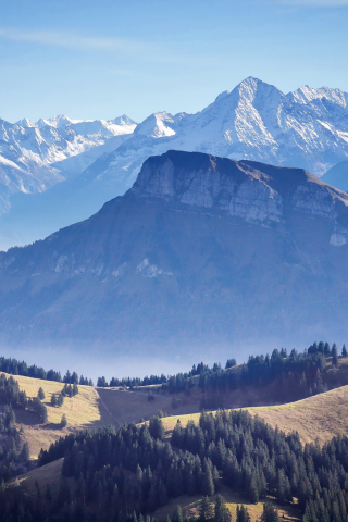 Swiss mountains, valley, nature, landscape, 240x320 wallpaper