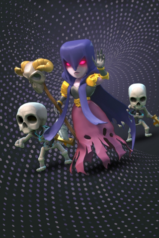 Witch, Clash of Clans, mobile game, skeleton army, 240x320 wallpaper