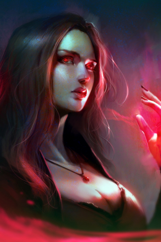 Scarlet Witch, marvel, superhero, magician, art, 240x320 wallpaper