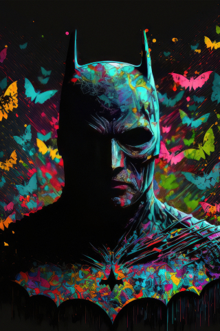 Batman and butterflies, art, 240x320 wallpaper
