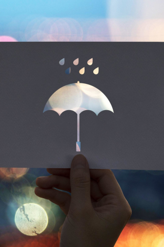 Umbrella, hand, bokeh, 240x320 wallpaper