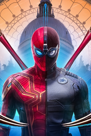 2019 movie, Spider-man: Far From Home, Iron-spider, stealth suit, face-off, 240x320 wallpaper