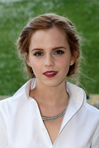 Emma Watson, white shirt, beautiful, actress, 240x320 wallpaper