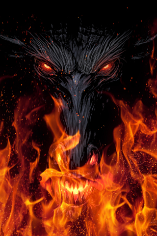 Devil's face, fire, dark, fantasy, 240x320 wallpaper