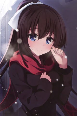 Download 240x320 Wallpaper Cute Blue Eyes Anime Girl Winter
