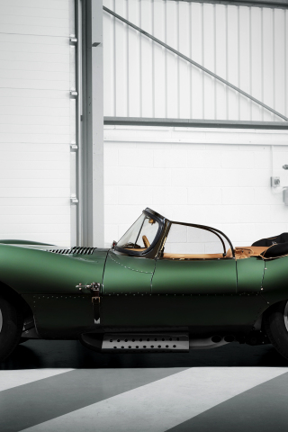 Jaguar XKSS, classic, green car, 240x320 wallpaper