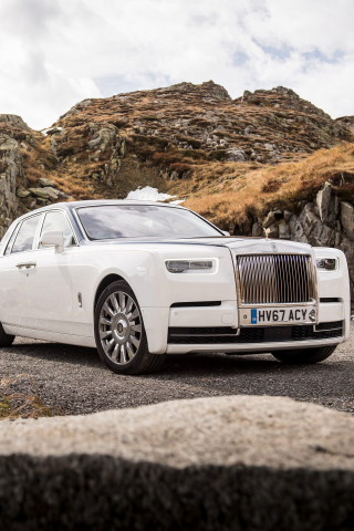 Download wallpaper 240x320 white rolls-royce phantom, off-road, old mobile,  cell phone, smartphone, 240x320 hd image background, 21236
