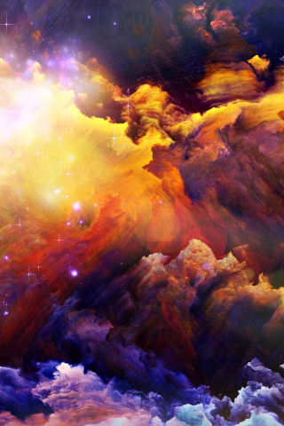 Space, stars, clouds, abstract, nebula, digital artwork, 240x320 wallpaper
