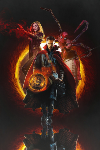 Doctor Strange, Wanda & Spider-man, marvel heroes, fan art, 240x320 wallpaper