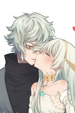 Kiss, couple, romance, Anastasia, Kadoc Zemlupus, anime, 240x320 wallpaper