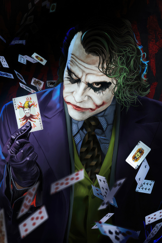 Joker playing with cards, art, 240x320 wallpaper