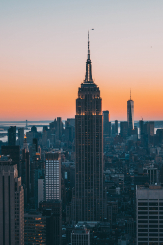 Empire State Building, buildings, sunset, new york city, 240x320 wallpaper