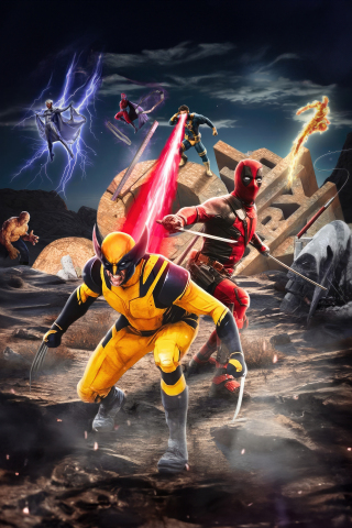 Deadpool and wolverine, chaotic adventures, x-men, superhero, 240x320 wallpaper