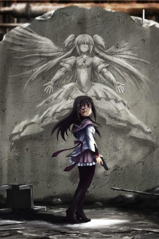 Fighter, anime girl, homura akemi, 240x320 wallpaper